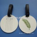 Round green leaf rubber luggage tags with printed backing